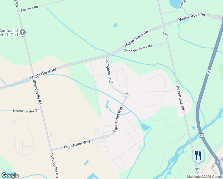 map of restaurants, bars, coffee shops, grocery stores, and more near 52 Compass Trail in Cambridge