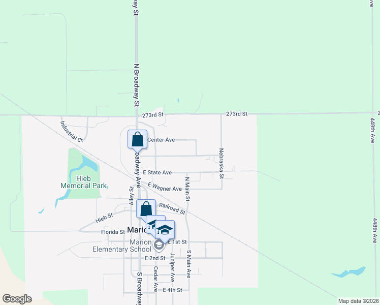 map of restaurants, bars, coffee shops, grocery stores, and more near 222 East Washington Street in Marion