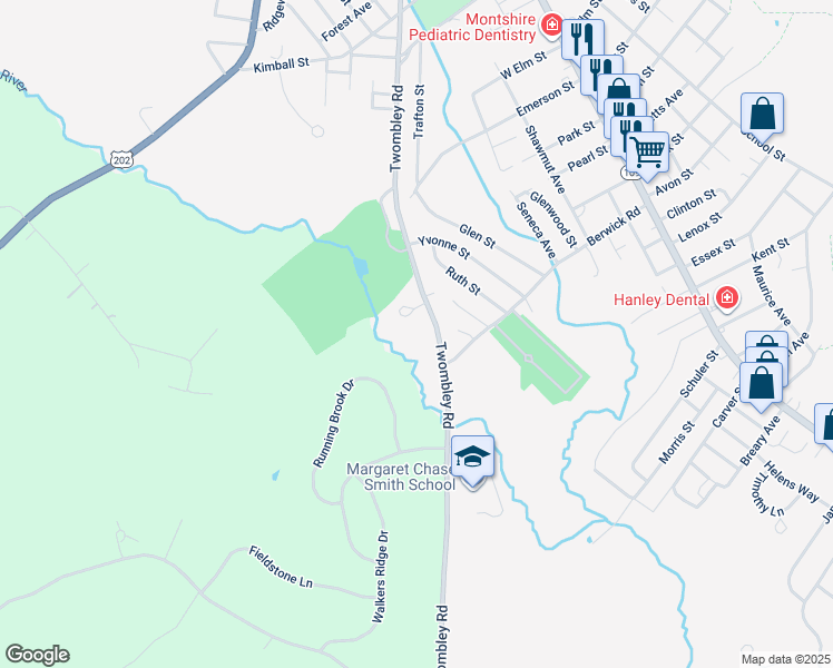 map of restaurants, bars, coffee shops, grocery stores, and more near 186 Twombley Road in Sanford