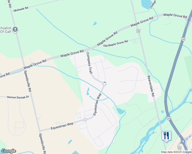 map of restaurants, bars, coffee shops, grocery stores, and more near 39 Compass Trail in Cambridge