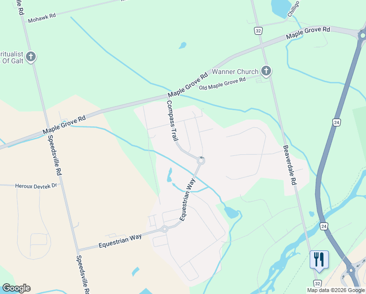 map of restaurants, bars, coffee shops, grocery stores, and more near 39 Compass Trail in Cambridge