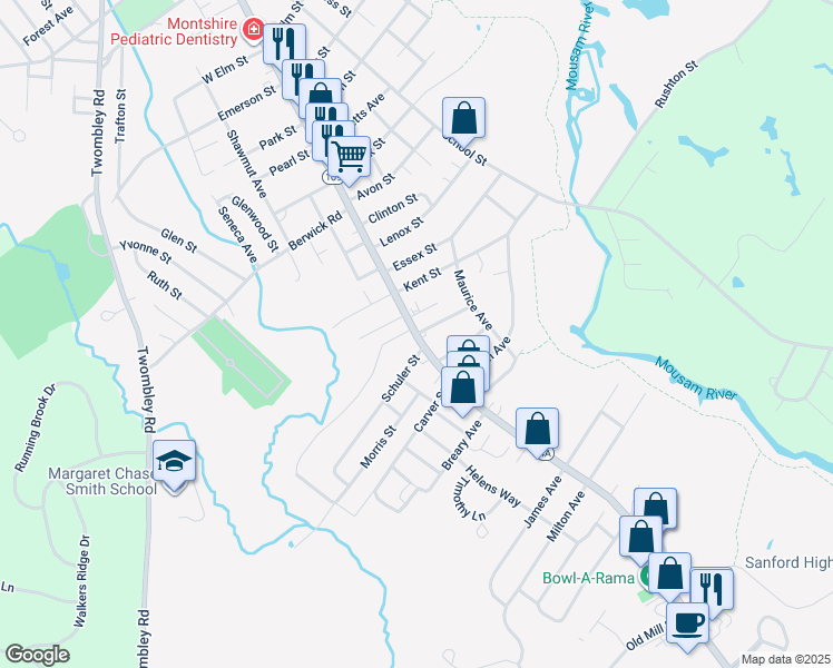 map of restaurants, bars, coffee shops, grocery stores, and more near 10 Stilson St in Sanford