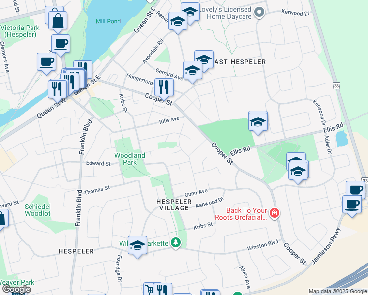 map of restaurants, bars, coffee shops, grocery stores, and more near 67 Ramsay Avenue in Cambridge