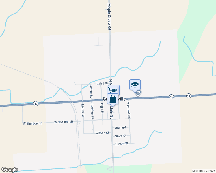 map of restaurants, bars, coffee shops, grocery stores, and more near 47 North Main Street in Carsonville