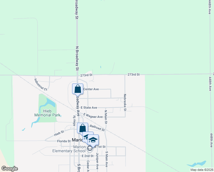 map of restaurants, bars, coffee shops, grocery stores, and more near 216 East Center Avenue in Marion
