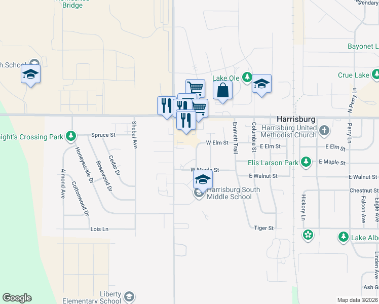 map of restaurants, bars, coffee shops, grocery stores, and more near 307 Harvest Trail in Harrisburg