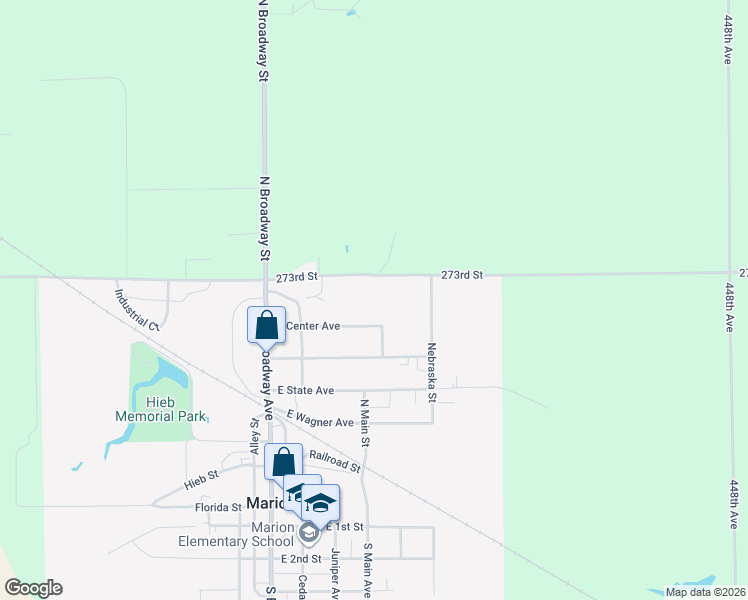 map of restaurants, bars, coffee shops, grocery stores, and more near 216 East Center Avenue in Marion
