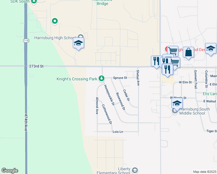 map of restaurants, bars, coffee shops, grocery stores, and more near 1006 Honeysuckle Drive in Harrisburg