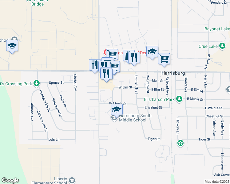 map of restaurants, bars, coffee shops, grocery stores, and more near 303 Jeannie Lane in Harrisburg