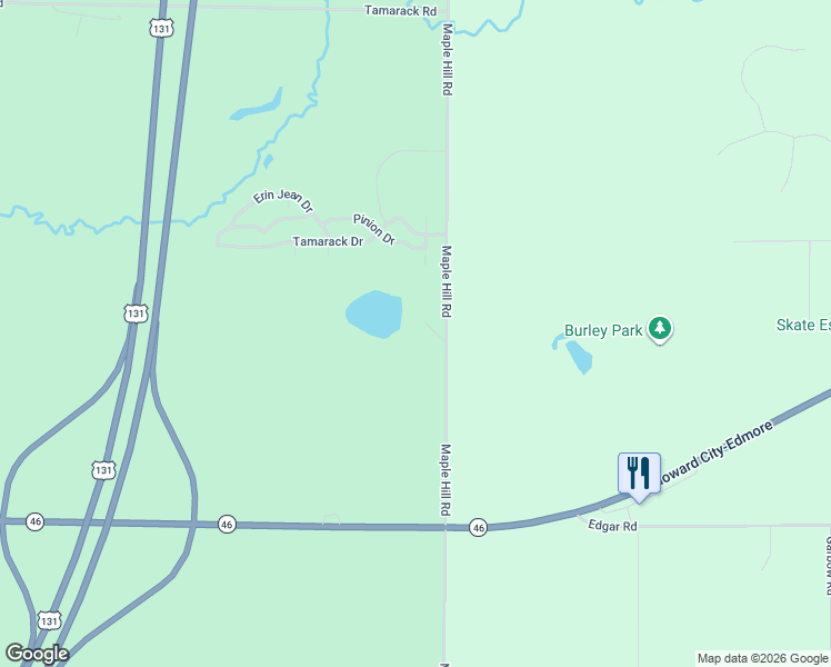 map of restaurants, bars, coffee shops, grocery stores, and more near 9339 Maple Hill Road in Howard City