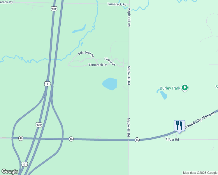map of restaurants, bars, coffee shops, grocery stores, and more near 9411 Maple Hill Road in Howard City