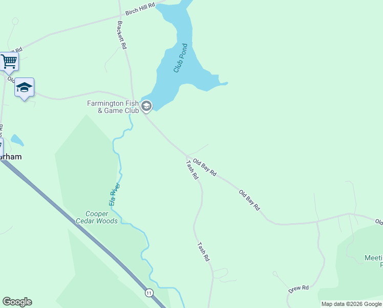 map of restaurants, bars, coffee shops, grocery stores, and more near 15 Tash Road in New Durham