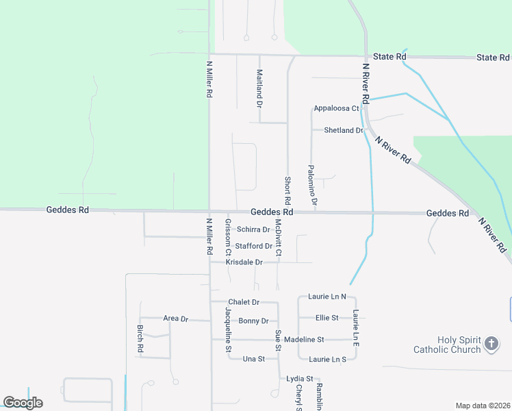 map of restaurants, bars, coffee shops, grocery stores, and more near 1500 Horseshoe Circle in Saginaw