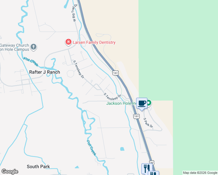 map of restaurants, bars, coffee shops, grocery stores, and more near 1020-1040 W Longhorn Dr in Jackson