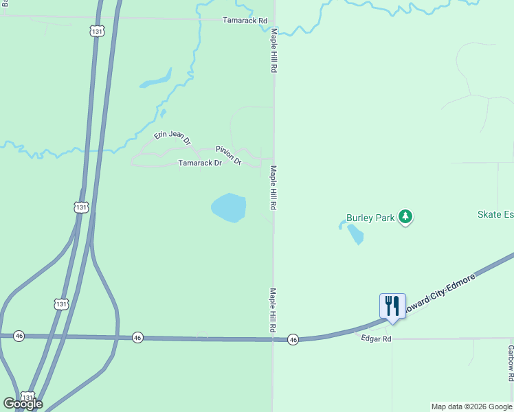map of restaurants, bars, coffee shops, grocery stores, and more near 9411 Maple Hill Road in Howard City
