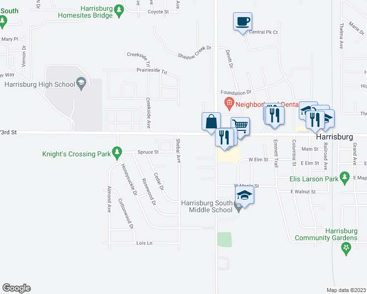 map of restaurants, bars, coffee shops, grocery stores, and more near 100 Shebal Avenue in Harrisburg