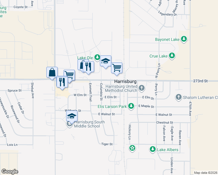 map of restaurants, bars, coffee shops, grocery stores, and more near 305 East Willow Street in Harrisburg