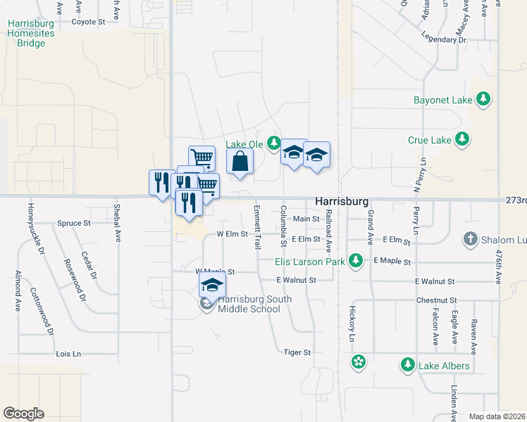 map of restaurants, bars, coffee shops, grocery stores, and more near 102 Emmett Trail in Harrisburg