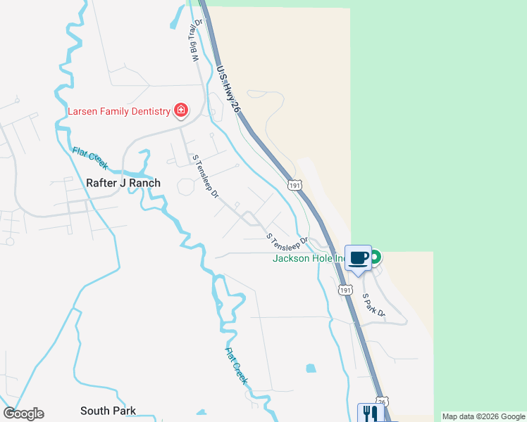 map of restaurants, bars, coffee shops, grocery stores, and more near 1050 West Brahma Drive in Jackson