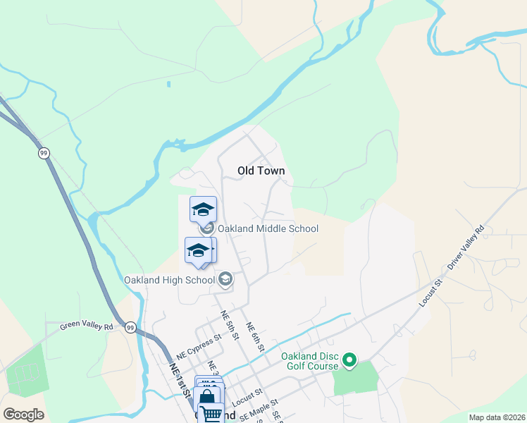 map of restaurants, bars, coffee shops, grocery stores, and more near 1765 Old Town Loop Road in Oakland