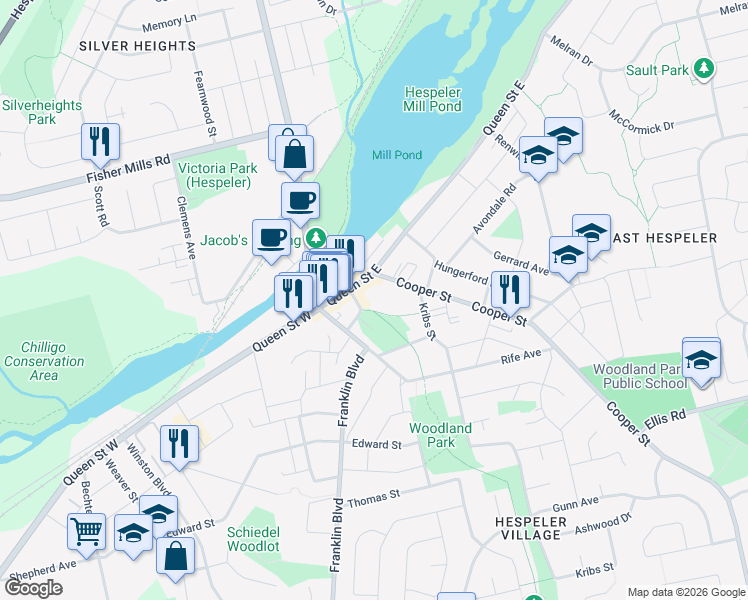 map of restaurants, bars, coffee shops, grocery stores, and more near 22 Tannery Street East in Cambridge