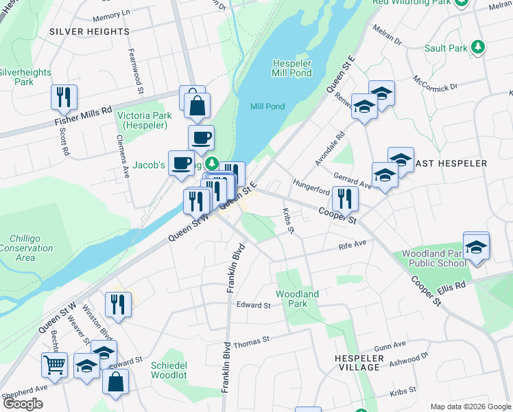 map of restaurants, bars, coffee shops, grocery stores, and more near 40 Tannery Street East in Cambridge