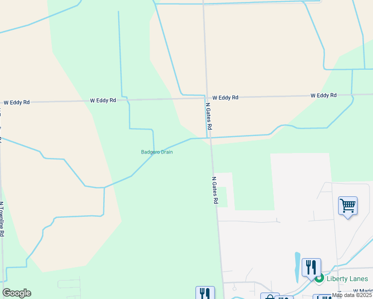 map of restaurants, bars, coffee shops, grocery stores, and more near 429-449 North Gates Road in Sandusky