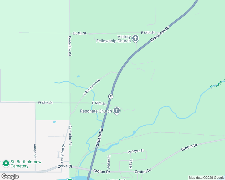map of restaurants, bars, coffee shops, grocery stores, and more near Michigan 37 in Newaygo