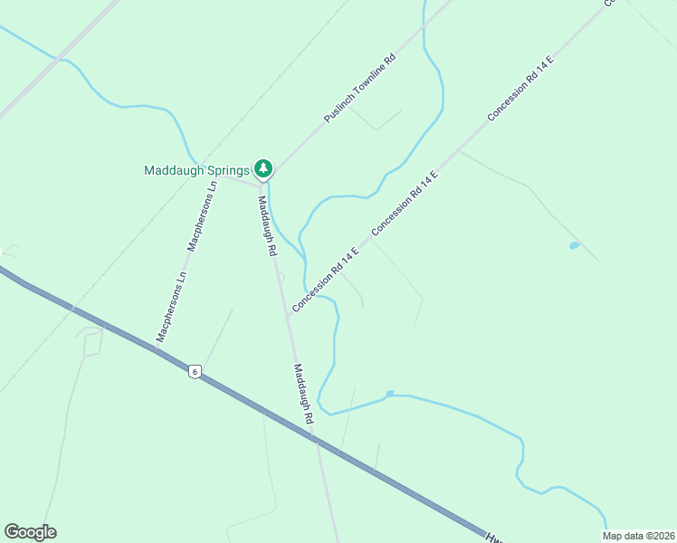 map of restaurants, bars, coffee shops, grocery stores, and more near 22 Concession Road 14 East in Puslinch