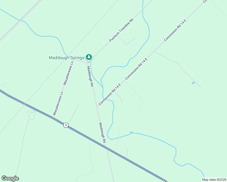 map of restaurants, bars, coffee shops, grocery stores, and more near 11 Concession Road 14 East in Puslinch