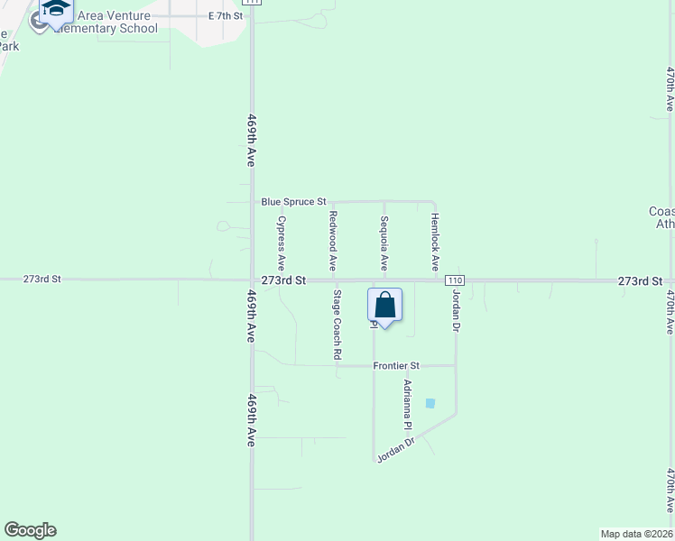 map of restaurants, bars, coffee shops, grocery stores, and more near 27296 Redwood Avenue in Tea