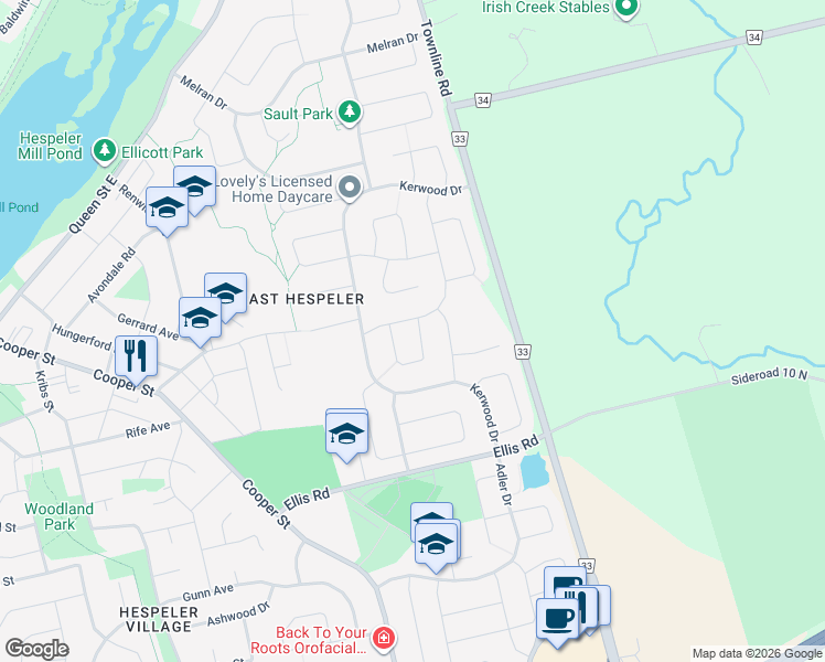 map of restaurants, bars, coffee shops, grocery stores, and more near 131 Northcliffe Crescent in Cambridge