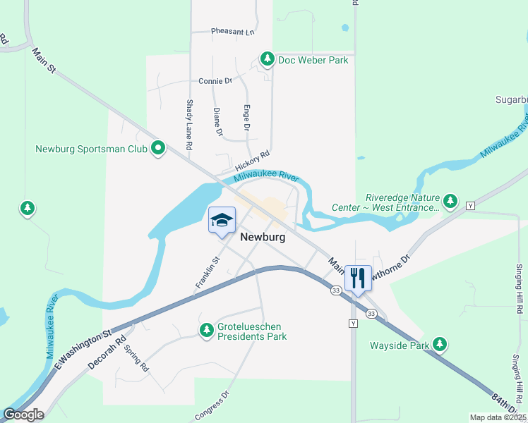 map of restaurants, bars, coffee shops, grocery stores, and more near 512 Franklin Street in Newburg