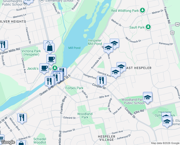 map of restaurants, bars, coffee shops, grocery stores, and more near in Cambridge