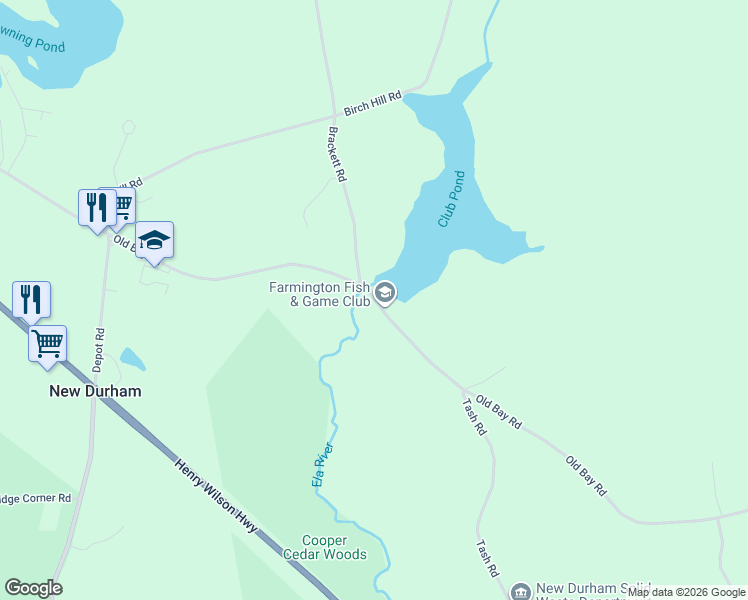 map of restaurants, bars, coffee shops, grocery stores, and more near 37 Old Bay Road in New Durham