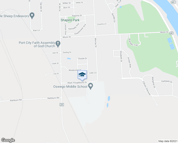 map of restaurants, bars, coffee shops, grocery stores, and more near 31 Lilac Lane in Oswego