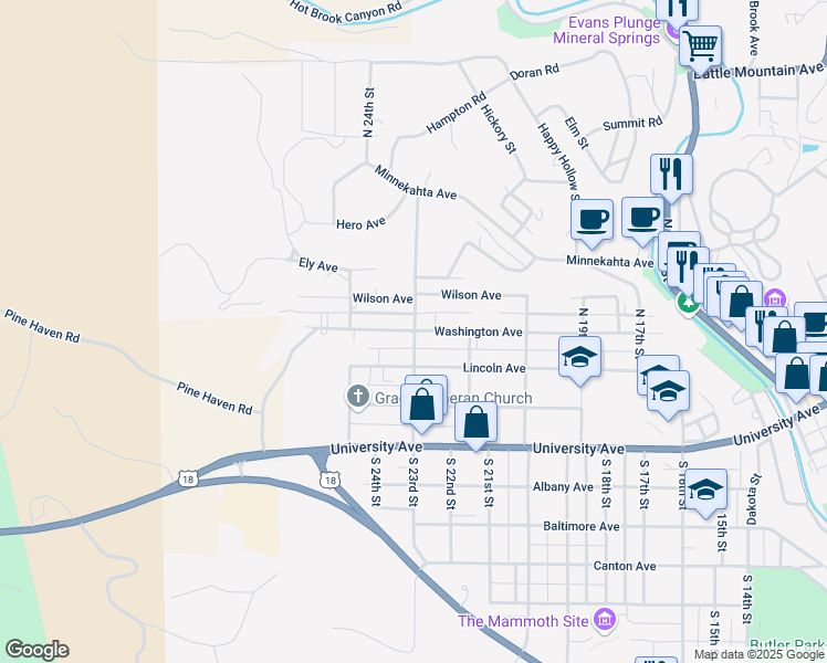 map of restaurants, bars, coffee shops, grocery stores, and more near 398 North 23rd Street in Hot Springs