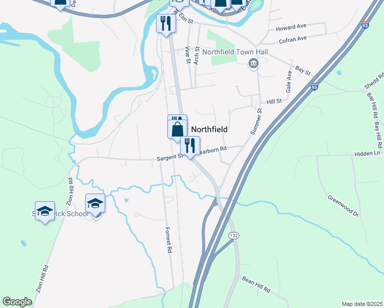 map of restaurants, bars, coffee shops, grocery stores, and more near 4 Dearborn Road in Northfield