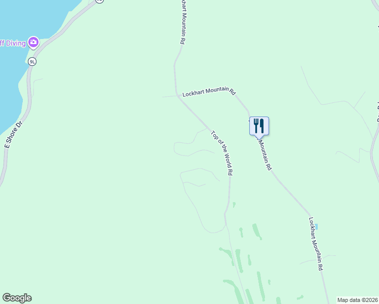 map of restaurants, bars, coffee shops, grocery stores, and more near 63 Top of the World Road in Lake George