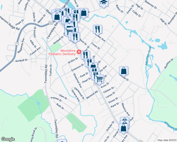 map of restaurants, bars, coffee shops, grocery stores, and more near 985 Main Street in Sanford