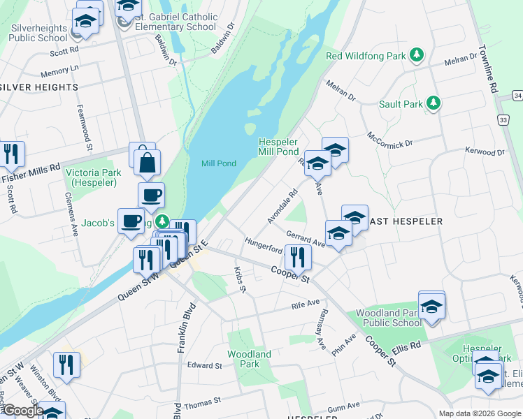 map of restaurants, bars, coffee shops, grocery stores, and more near 150 Walker Street in Cambridge
