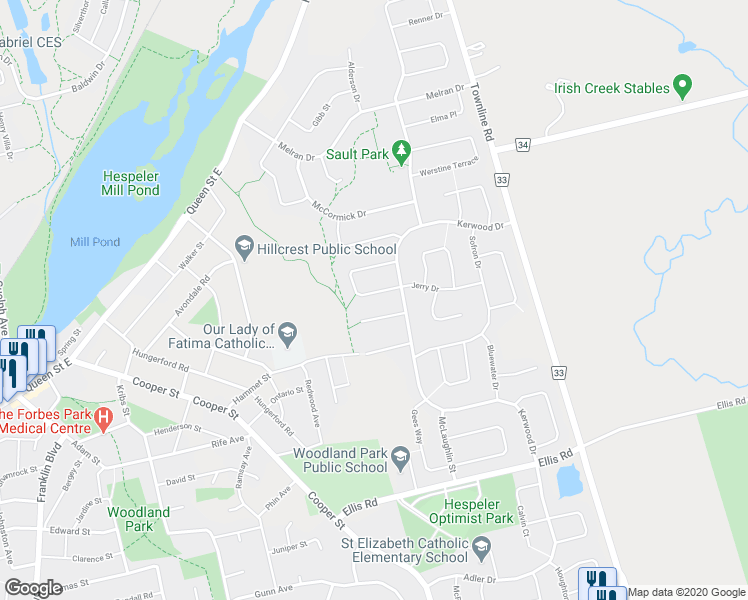 map of restaurants, bars, coffee shops, grocery stores, and more near 136 Marcy Crescent in Cambridge