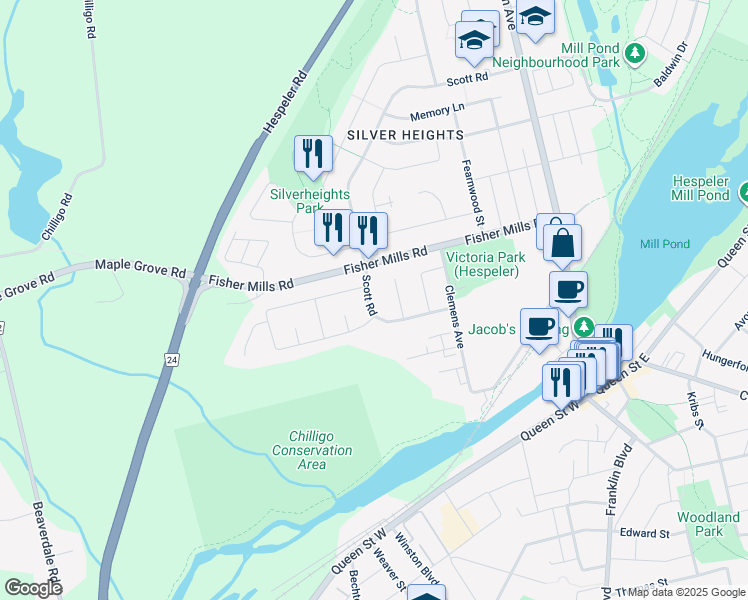 map of restaurants, bars, coffee shops, grocery stores, and more near 88 Scott Road in Cambridge
