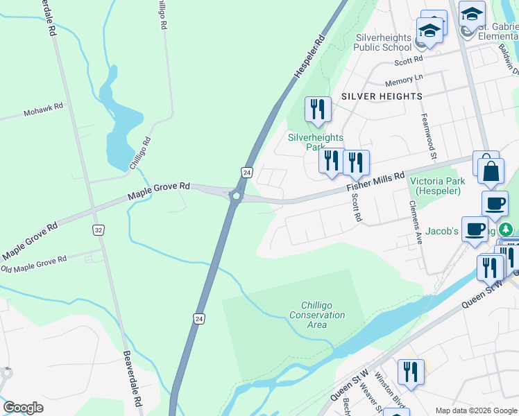 map of restaurants, bars, coffee shops, grocery stores, and more near 350 Fisher Mills Road in Cambridge