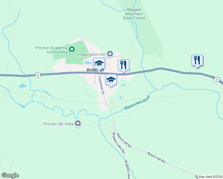 map of restaurants, bars, coffee shops, grocery stores, and more near 20 School Street in Andover