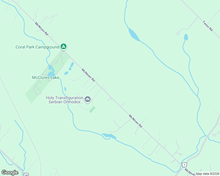 map of restaurants, bars, coffee shops, grocery stores, and more near 7407 McNiven Road in Milton