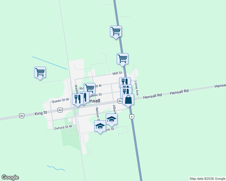 map of restaurants, bars, coffee shops, grocery stores, and more near 78 Queen Street in Lakeside