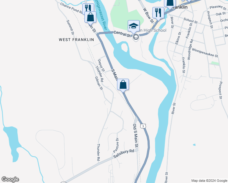 map of restaurants, bars, coffee shops, grocery stores, and more near 6 Dana Court in Franklin