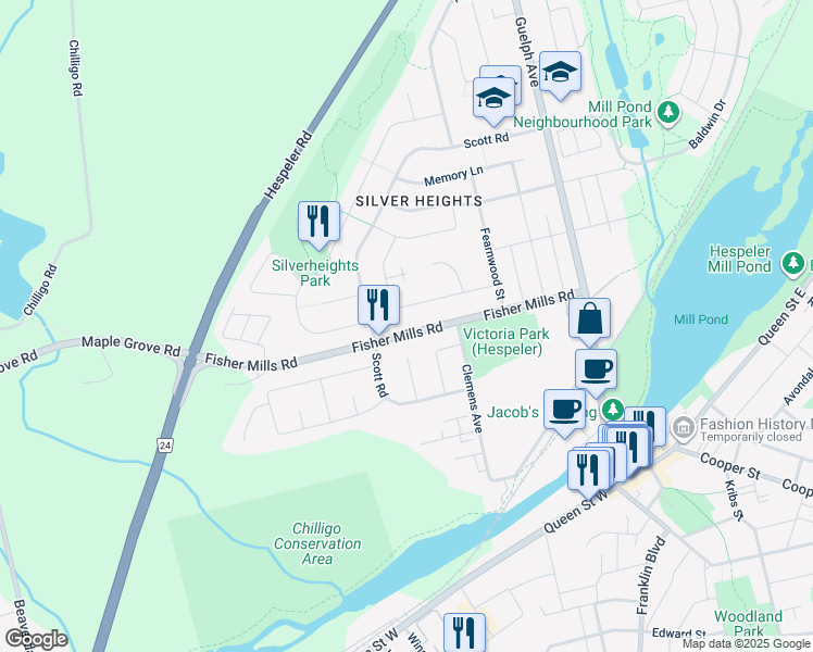 map of restaurants, bars, coffee shops, grocery stores, and more near 153 Fisher Mills Road in Cambridge