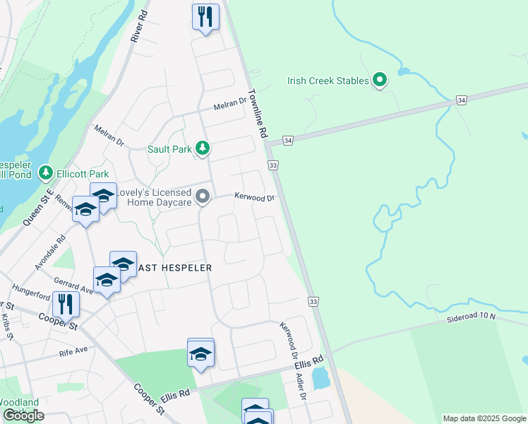 map of restaurants, bars, coffee shops, grocery stores, and more near 23 Sweeney Crescent in Cambridge